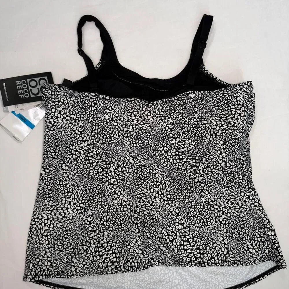 Coco-reef Leopard Print Supportive Tankini Black and White Tankini tops 36DD NWT - Picture 5 of 7